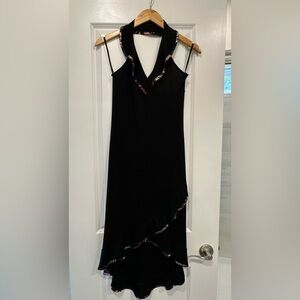 Papaya Black Asymmetrical Sheath Dress V-Neck Sleeveless